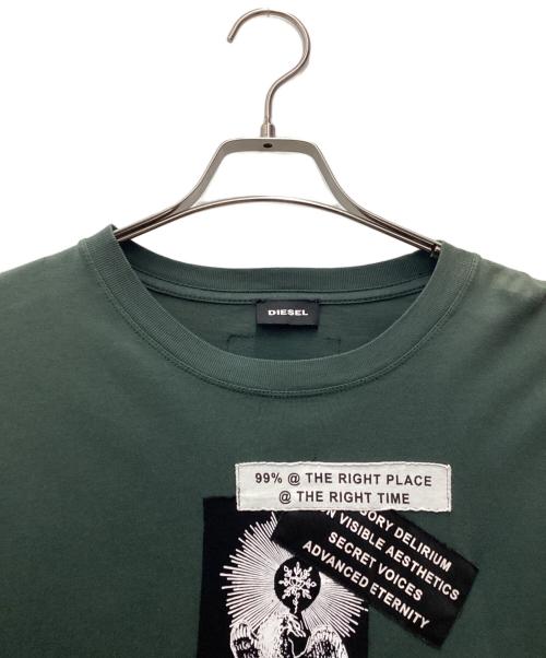 DIESEL（ディーゼル）DIESEL (ディーゼル) ロングカットソー ブラック×グリーン サイズ:SIZE Sの古着・服飾アイテム