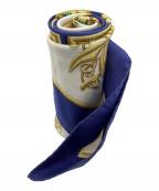 HERMESエルメス）の古着「Carailes シルクスカーフ カレ90」｜ネイビー×ゴールド