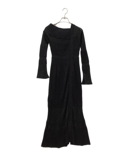 Snidel（スナイデル）Snidel (スナイデル) シアーブロッキングニットワンピ ブラック サイズ:SIZE Freeの古着・服飾アイテム