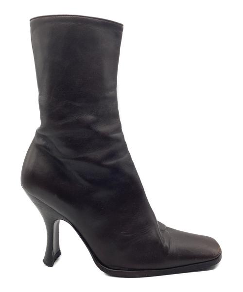 PRADA（プラダ）PRADA (プラダ) ショートブーツ ダークブラウン サイズ:SIZE 37 1/2(24cm相当)の古着・服飾アイテム