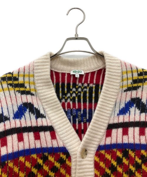 KENZO（ケンゾー）KENZO (ケンゾー) Peruvian Fair Isle Wool Cardigan アイボリー×レッド サイズ:SIZE XSの古着・服飾アイテム