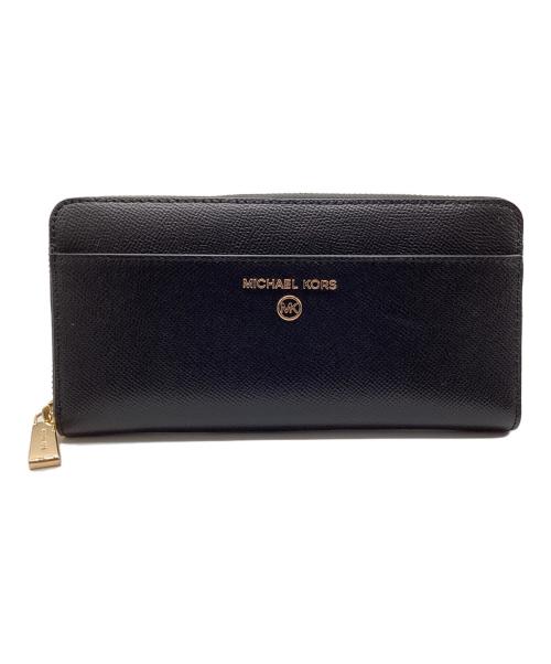 MICHAEL KORS（マイケル・コース）MICHAEL KORS (マイケルコース) ラウンドファスナー長財布 ブラック×ゴールドの古着・服飾アイテム