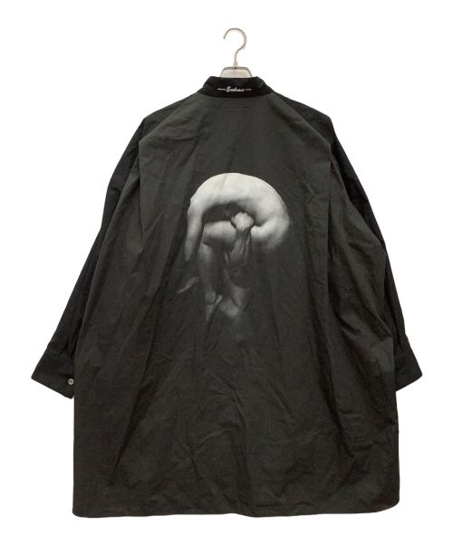 ALMOSTBLACK（オールモストブラック）ALMOSTBLACK (オールモストブラック) ロングシャツ ブラック×グレー サイズ:SIZE 2(M)の古着・服飾アイテム