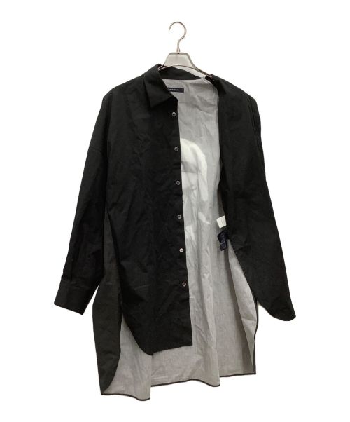 ALMOSTBLACK（オールモストブラック）ALMOSTBLACK (オールモストブラック) ロングシャツ ブラック×グレー サイズ:SIZE 2(M)の古着・服飾アイテム