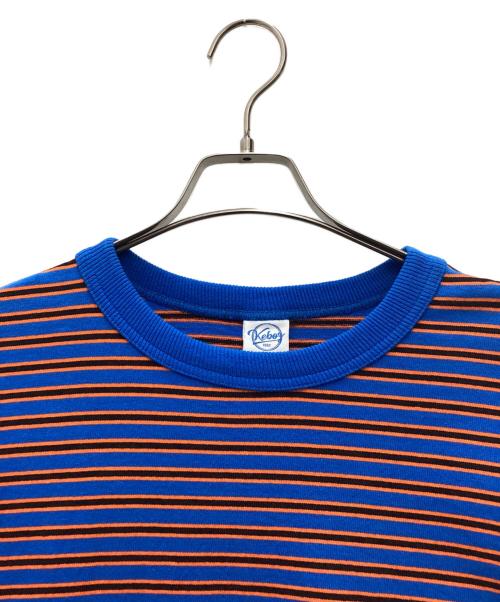 KEBOZ（ケボズ）KEBOZ (ケボズ) マルチボーダーロングスリーブT ネイビー×オレンジ サイズ:SIZE Mの古着・服飾アイテム