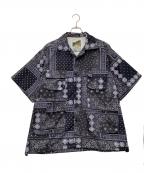 B.BALLSYボールジーブラザーズ）の古着「military open collar paisley shirt」｜ブラック