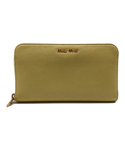 MIU MIU（ミュウミュウ）MIU MIU (ミュウミュウ) ラウンドジップロングウォレット MADRAS レモンイエローの古着・服飾アイテム