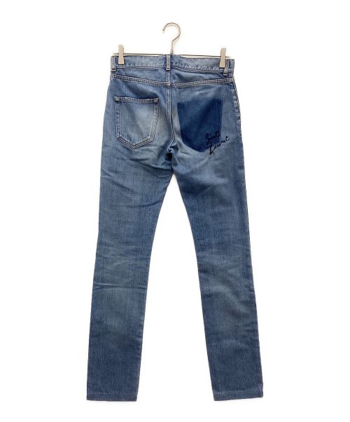 Saint Laurent Paris（サンローランパリ）Saint Laurent Paris (サンローランパリ) バックポケットロゴ刺繍デニムパンツ　17AW スカイブルー サイズ:SIZE 66cm (W26)の古着・服飾アイテム