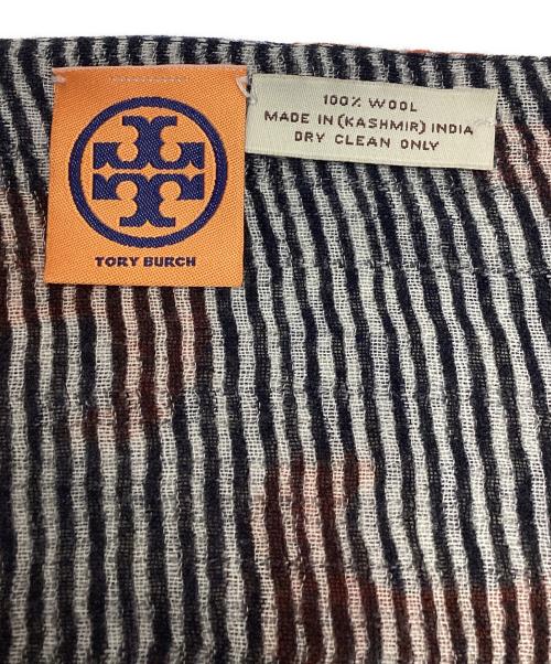 TORY BURCH（トリーバーチ）TORY BURCH (トリーバーチ) カシミヤストール グレー×オレンジの古着・服飾アイテム