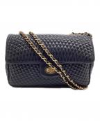 BALLYバリー）の古着「Wフラップチェーンショルダーバッグ」｜ゴールド×ネイビー