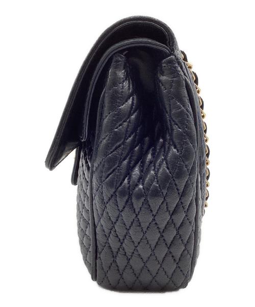 BALLY（バリー）BALLY (バリー) Wフラップチェーンショルダーバッグ ゴールド×ネイビーの古着・服飾アイテム