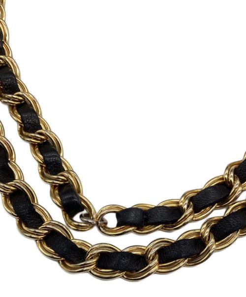 BALLY（バリー）BALLY (バリー) Wフラップチェーンショルダーバッグ ゴールド×ネイビーの古着・服飾アイテム