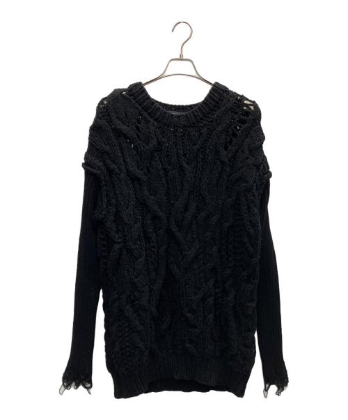 JUNYA WATANABE COMME des GARCONS（ジュンヤワタナベ コムデギャルソン）JUNYA WATANABE COMME des GARCONS ((ジュンヤワタナベ コムデギャルソン) クラッシュデザインセーター ブラック サイズ:Mの古着・服飾アイテム