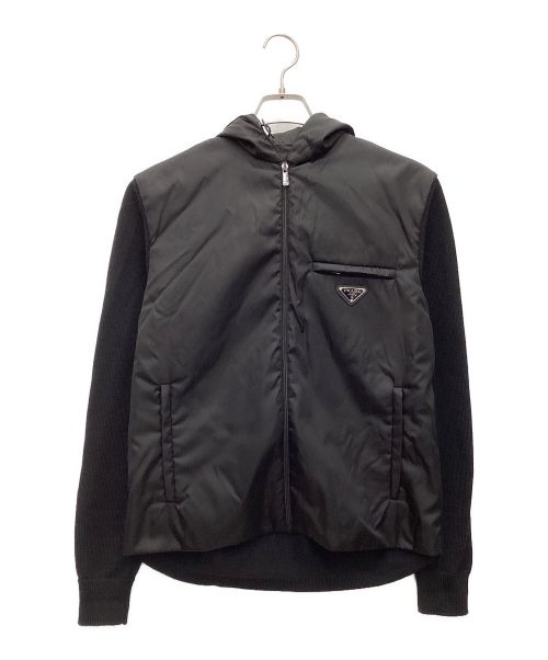 PRADA（プラダ）PRADA (プラダ) WOOL RE-NYLON GABARDINE HOODIE 2020年 ブラック サイズ:SIZE 44の古着・服飾アイテム