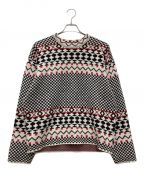 stussy×NOMA t.d.ステューシー×ノーマティーディー）の古着「JACQUARD CREW KNIT」｜ホワイト×ブラック×レッド