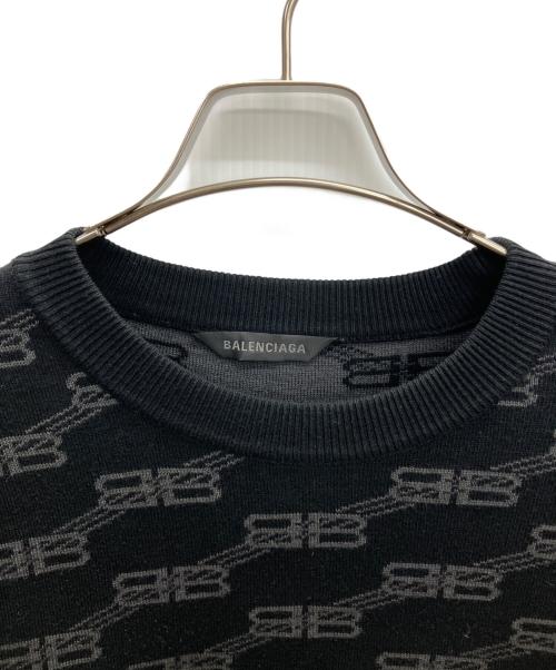 BALENCIAGA（バレンシアガ）BALENCIAGA (バレンシアガ) BB Monogram Sweater Nero 23SS ブラック×グレー サイズ:SIZE Mの古着・服飾アイテム