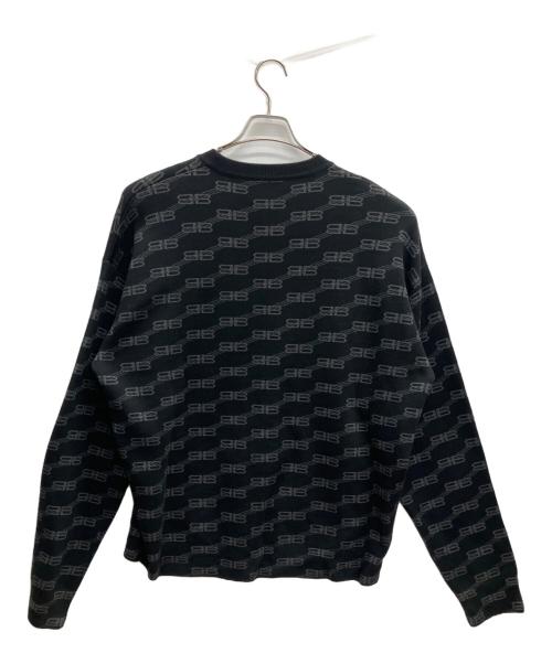 BALENCIAGA（バレンシアガ）BALENCIAGA (バレンシアガ) BB Monogram Sweater Nero 23SS ブラック×グレー サイズ:SIZE Mの古着・服飾アイテム