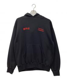 The Ennoy Professional×NETFLIX（ザ エンノイ プロフェッショナル×ネットフリックス）の古着「ロゴ刺繍プルオーバーパーカー 23AW」｜ブラック