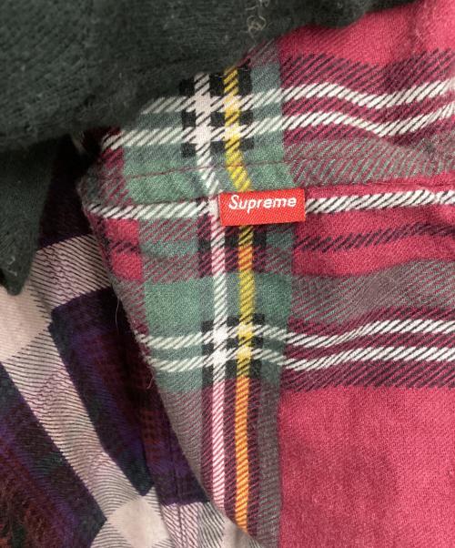 SUPREME（シュプリーム）SUPREME (シュプリーム) ノーカラーフランネルシャツ レッド×パープル サイズ:Lの古着・服飾アイテム
