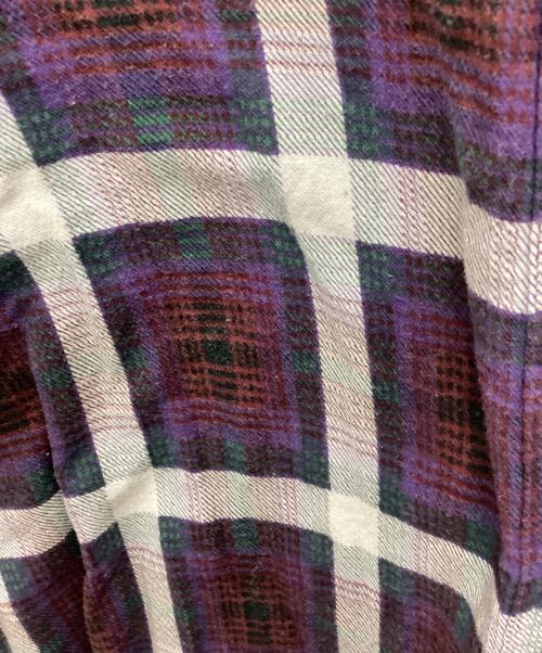 SUPREME（シュプリーム）SUPREME (シュプリーム) ノーカラーフランネルシャツ レッド×パープル サイズ:Lの古着・服飾アイテム