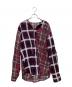 SUPREME（シュプリーム）の古着「ノーカラーフランネルシャツ」｜レッド×パープル