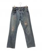 LEVI'Sリーバイス）の古着「ダメージデニムパンツ トップボタン裏216 カナダ製 501」｜スカイブルー