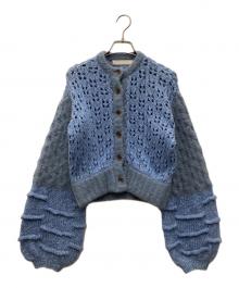 LEINWANDE（ラインヴァンド）の古着「mamas patchwork cardigan」｜スカイブルー