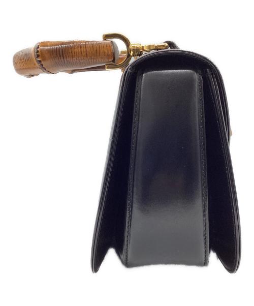 GUCCI（グッチ）GUCCI (グッチ) 2WAYレザーバッグ　バンブー ブラックの古着・服飾アイテム