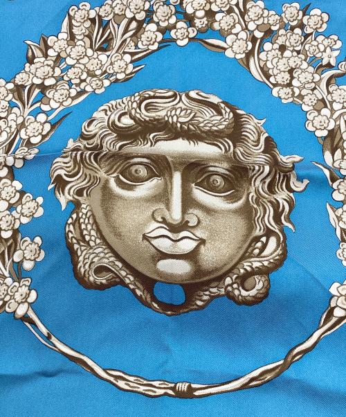 HERMES（エルメス）HERMES (エルメス) KOSMIMA シルクスカーフ カレ90 ネイビー×ゴールドの古着・服飾アイテム