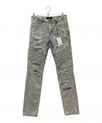 STAMPDスタンプド）の古着「ダメージヨゴレ加工デニムパンツ」｜スカイブルー