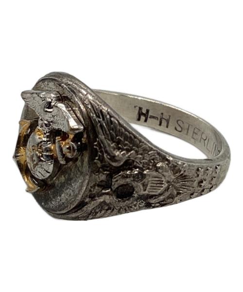 H-H社WW2（-）H-H社WW2 (-) シルバーミリタリーリング 1940年 US,MARIN 刻印付  シルバー×ゴールド サイズ:12号の古着・服飾アイテム