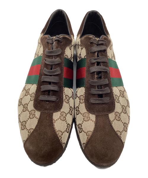 GUCCI（グッチ）GUCCI (グッチ) ローカットスニーカー シェリーライン ブラウン サイズ:SIZE 27cmの古着・服飾アイテム