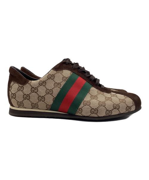 GUCCI（グッチ）GUCCI (グッチ) ローカットスニーカー シェリーライン ブラウン サイズ:SIZE 27cmの古着・服飾アイテム