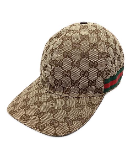 GUCCI（グッチ）GUCCI (グッチ) オリジナルGGキャンバス ベースボール キャップ ブラウンの古着・服飾アイテム