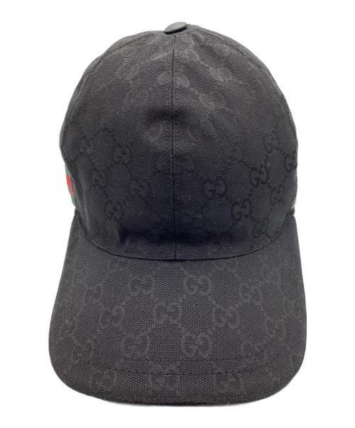 GUCCI（グッチ）GUCCI (グッチ) オリジナルGGキャンバス ベースボール キャップ ブラックの古着・服飾アイテム