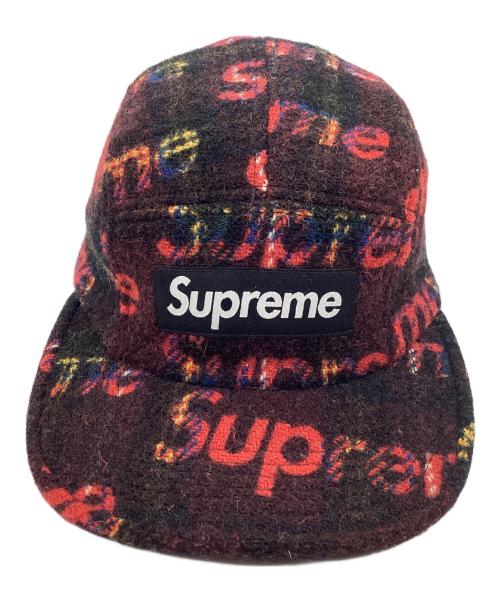 SUPREME（シュプリーム）Supreme (シュプリーム) Harris Tweed (ハリスツイード) キャップ 18AW ボルドー×ブラックの古着・服飾アイテム