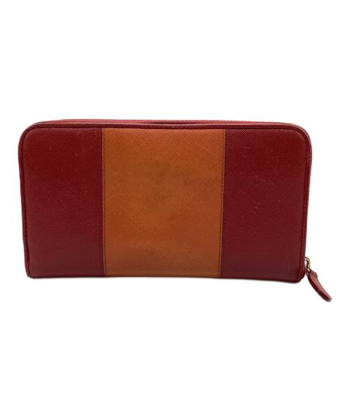 PRADA（プラダ）PRADA (プラダ) ラウンドファスナー財布 レッド×オレンジの古着・服飾アイテム