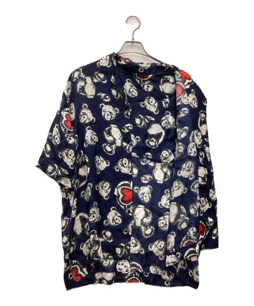 Palm Angels（パーム エンジェルス）Palm Angels (パーム エンジェルス) 半袖シャツ bear in love bowling shirt ネイビー サイズ:SIZE 50の古着・服飾アイテム