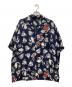 Palm Angels（パーム エンジェルス）の古着「半袖シャツ bear in love bowling shirt」｜ネイビー
