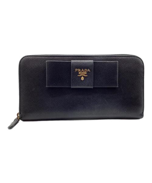 PRADA（プラダ）PRADA (プラダ) リボンウォレット 長財布 ブラックの古着・服飾アイテム