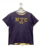 Championチャンピオン）の古着「ランタグリバーシブルTシャツ 推定50’s」｜イエロー×ネイビー