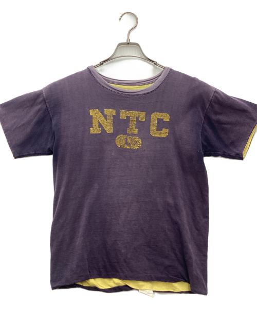 Champion（チャンピオン）Champion (チャンピオン) ランタグリバーシブルTシャツ 推定50’s vintage イエロー×ネイビー サイズ:SIZE 不明の古着・服飾アイテム
