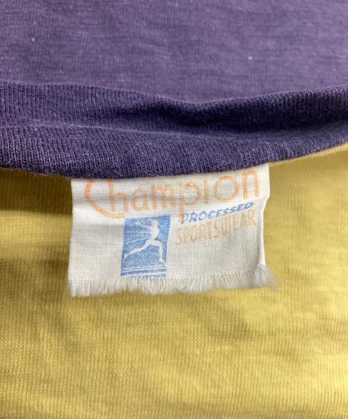 Champion（チャンピオン）Champion (チャンピオン) ランタグリバーシブルTシャツ 推定50’s vintage イエロー×ネイビー サイズ:SIZE 不明の古着・服飾アイテム