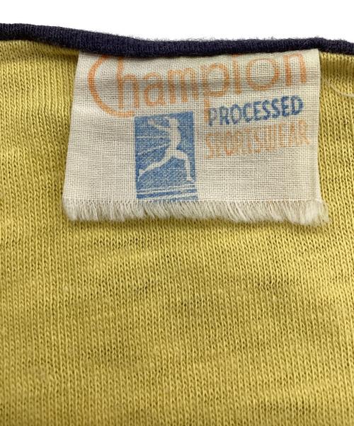 Champion（チャンピオン）Champion (チャンピオン) ランタグリバーシブルTシャツ 推定50’s イエロー×ネイビー サイズ:SIZE 不明の古着・服飾アイテム