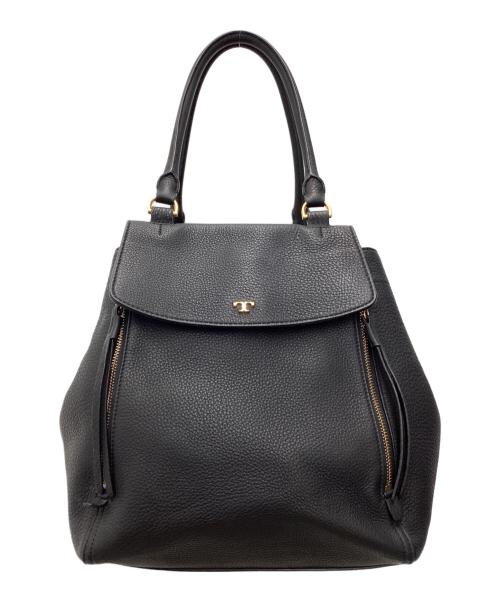 TORY BURCH（トリーバーチ）TORY BURCH (トリーバーチ) レザートートバッグ ブラックの古着・服飾アイテム