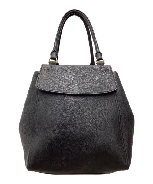 TORY BURCH（トリーバーチ）TORY BURCH (トリーバーチ) レザートートバッグ ブラックの古着・服飾アイテム