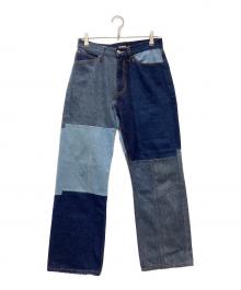 X-LARGE（エクストララージ）の古着「パッチワークデニムパンツ」｜ブルー×ネイビー
