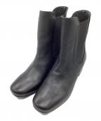 makrisマクリス）の古着「ブロックヒールスムースショートブーツ」｜ブラック