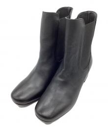 makris（マクリス）の古着「ブロックヒールスムースショートブーツ」｜ブラック