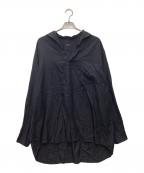 COMOLIコモリ）の古着「シルクネル スキッパーシャツ」｜ブラック